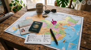 Pasaportes sobre mapa de China